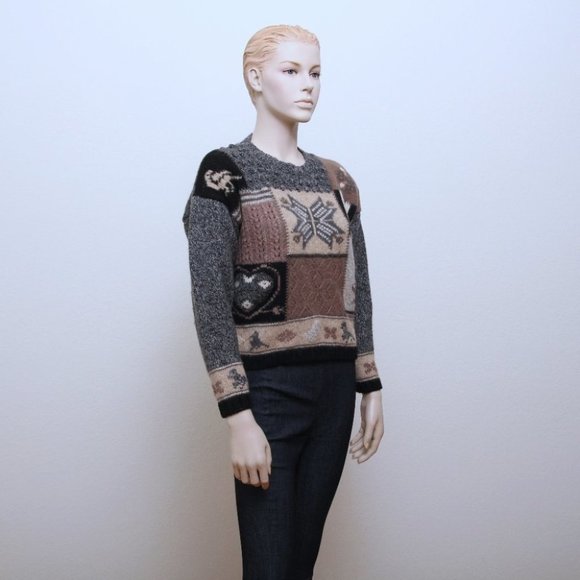 Eddie Bauer Sweaters - Eddie Bauer Snowflake Patchwork Wool Blend Sweater Multicolors Women Size M